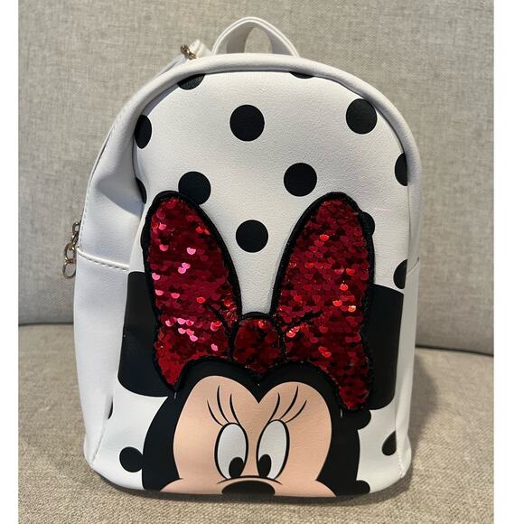 Minnie Mouse White Backpack - Red Sequin Detail - Primark - Picture 1 of 6